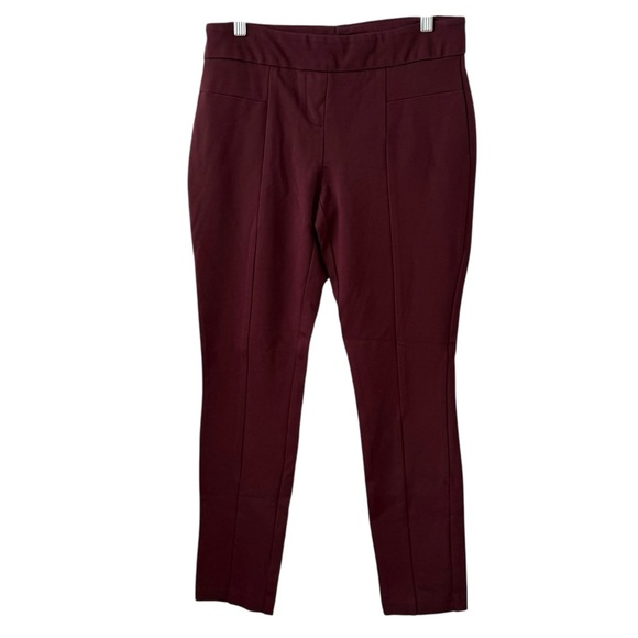 Hilary Radley Medium Burgundy Slim Ankle Pants Pull-On Stretch Dress Work Career - Picture 1 of 3